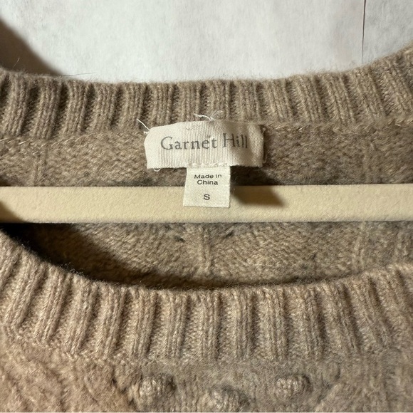 Garnet Hill Fine Merino Wool Women’s Beige Textured Knit Sweater Size S - Picture 3 of 7